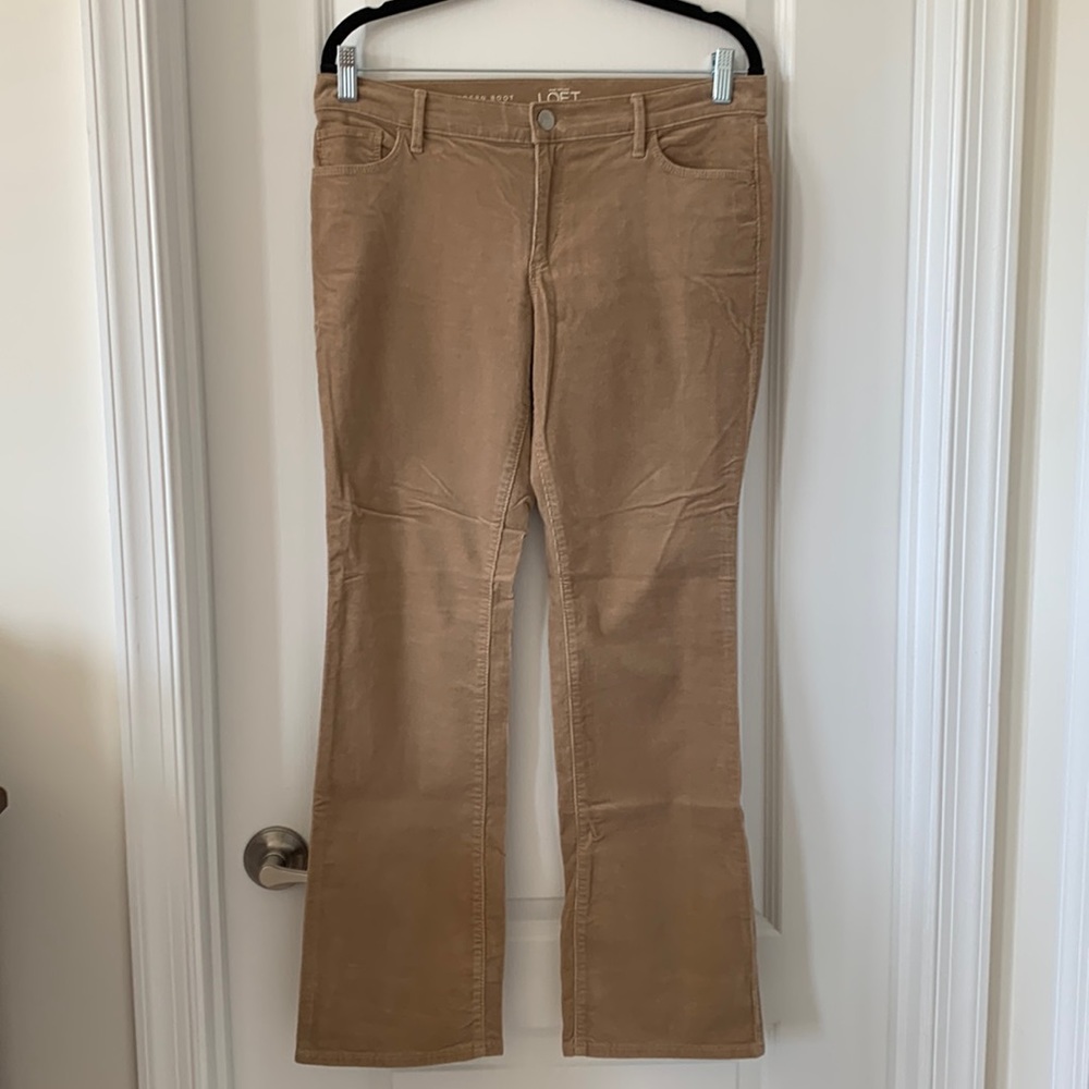 NWT LOFT Camel Light Corduroy Modern Bootcut Mid-Rise Pants Size 10P
